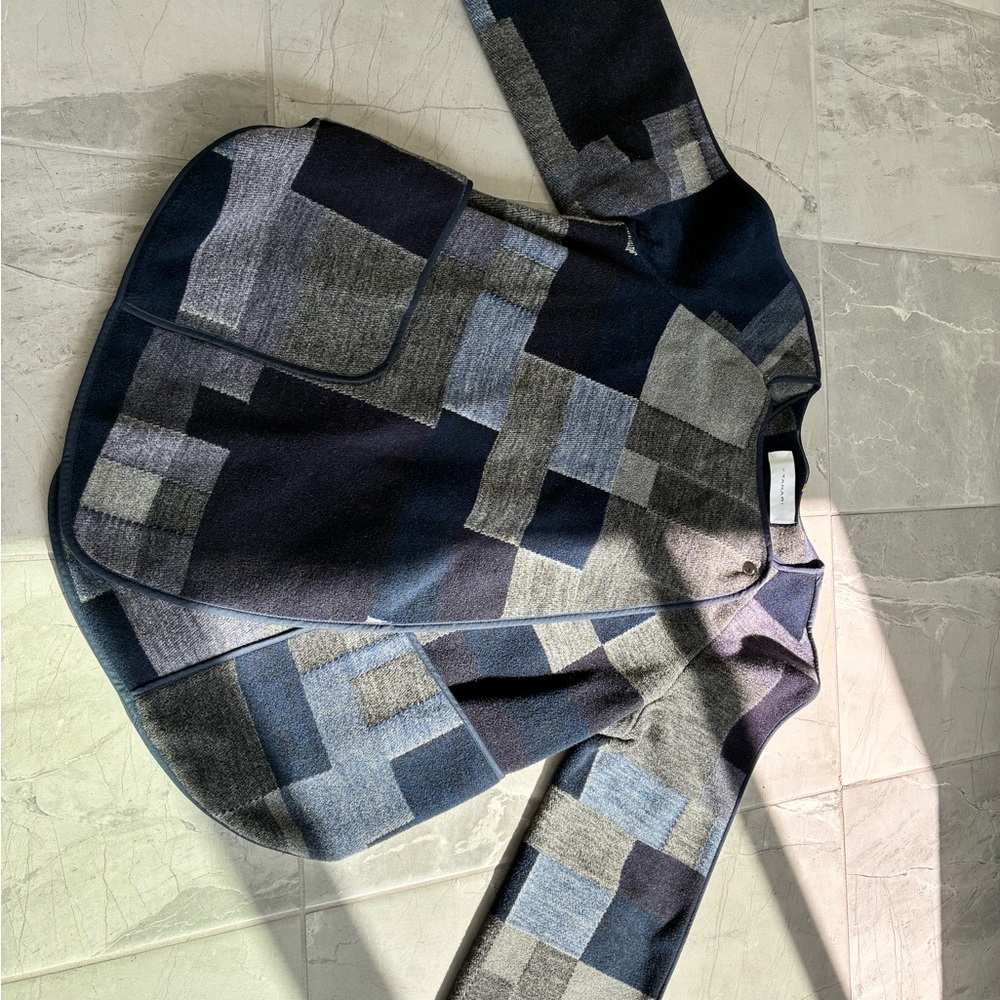 Tahari Black And Gray Patchwork Jacket - image 3